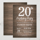 Rustique Invitation du 20e anniversaire (Devant / Derrière)