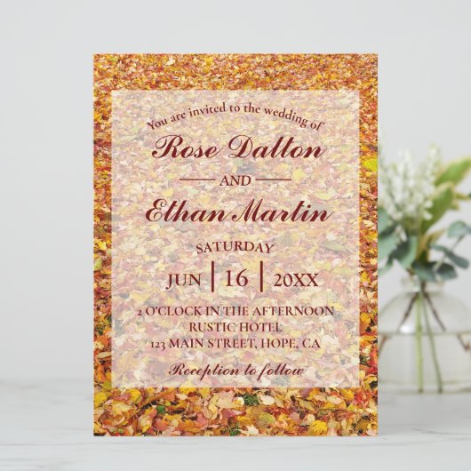 Rustique Jaune Invitations de mariage d'automne (Debout devant)