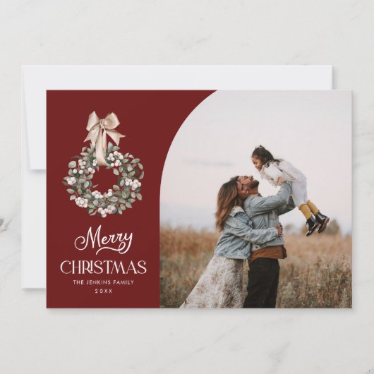 Rustique Joyeux Carte photo de Noël (Devant)