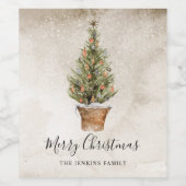 Rustique Joyeux Étiquettes de vin de Noël (Étiquettes simples)