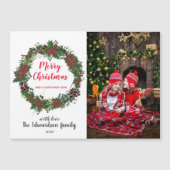 Rustique Joyeux Noël famille carte photo magnétiqu (Devant)
