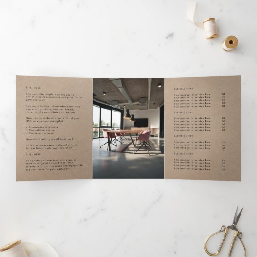 Rustique Kraft | Brochure Tri-fold du logo de l'en (Intérieur)