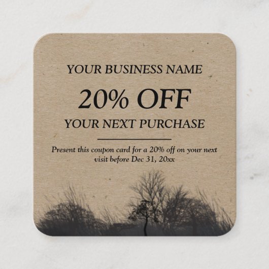 Rustique kraft Carte de réduction d'hiver d'automn (Devant)