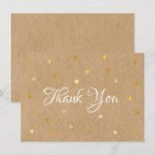 Rustique Kraft Cœurs Dorés Merci (Devant / Derrière)