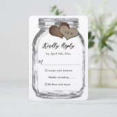 Rustique Kraft Deux Coeurs Mason Jar Mariage RSVP (Debout devant)