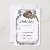 Rustique Kraft Deux Coeurs Mason Jar Mariage RSVP (Devant)