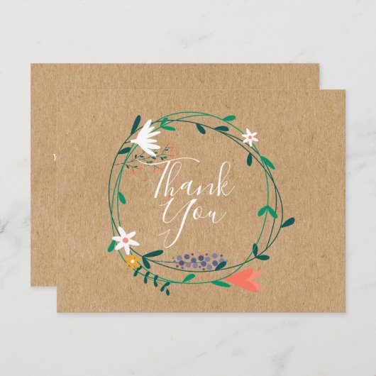 Rustique Kraft Floral Garland Merci d'affaires (Devant / Derrière)