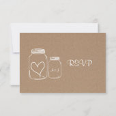 Rustique Kraft Papier Masonjar Mariage coeur RSVP (Dos)