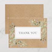 Rustique Kraft Spring Feuille Carte de remerciemen (Devant / Derrière)