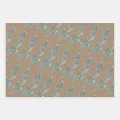 Rustique Kraft Turquoise Bleu Vert Feuille d'hiver (Devant 3)