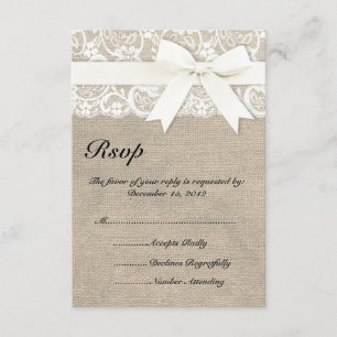 Rustique Lace Burlap Look RSVP carte blanche sur b