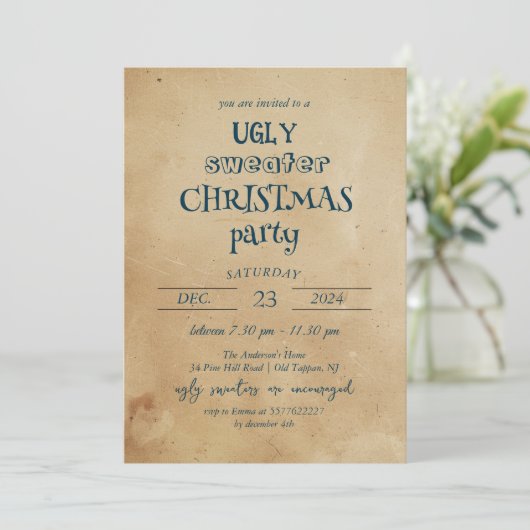 Rustique laide sucré Noël Invitation (Debout devant)