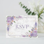 Rustique Lavender Lilac Gold Floral Wedding RSVP (Debout devant)
