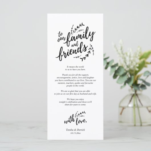 Rustique Lieu Cadre Dîner Carte de remerciements (Debout devant)