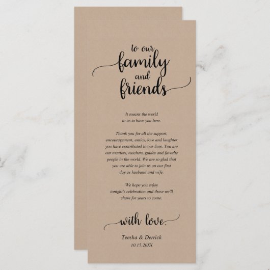 Rustique Lieu Cadre Dîner Carte de remerciements (Devant / Derrière)