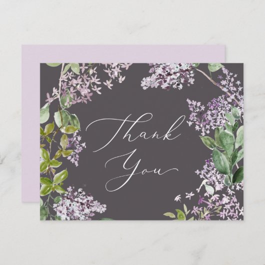 Rustique Lilac | Carte de remerciements gris (Devant / Derrière)