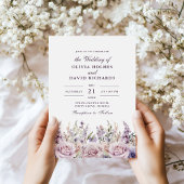 Rustique Lilac et Mauve Floral Faire-part de maria