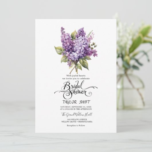 Rustique Lilac | Invitation de douche nuptiale (Debout devant)
