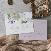Rustique Lilac Menu Carte Postale RSVP