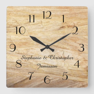 Rustique Lumière Brown Faux Horloge en Pierre Pers