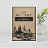 Rustique Maison en bois Joyeux Noël Carte de vacan (Debout devant)