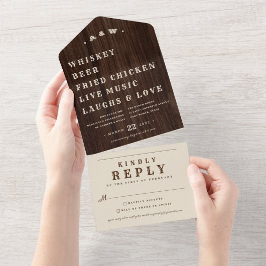 Rustique Mariage Agricole tout en une invitation (Déchirure)