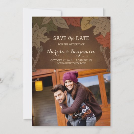 Rustique Mariage Automne Enregistrer La Carte Date (Devant)