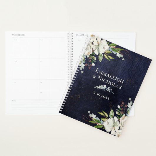 Rustique Mariage Chic Floral Navy Bleu (Devant avec enveloppe)