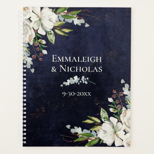 Rustique Mariage Chic Floral Navy Bleu (Devant)