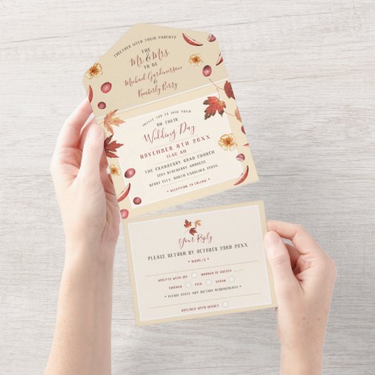 Rustique Mariage D'Automne Tout En Une Invitation (Déchirure)