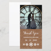 Rustique Mariage d'hiver Snowflakes Merci (Devant / Derrière)