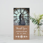 Rustique Mariage d'hiver Snowflakes Merci (Debout devant)