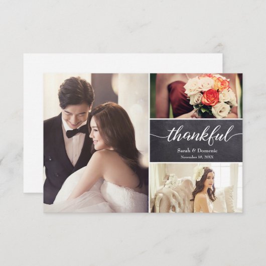 Rustique mariage Horizontal photo collage Merci (Devant / Derrière)