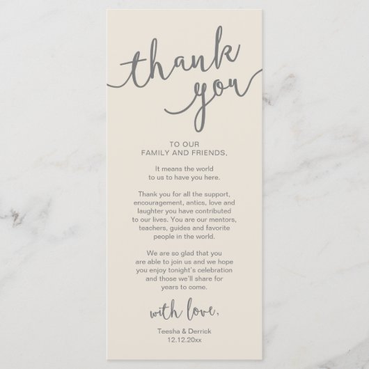 Rustique Mariage Lieu Cadre Dîner Carte de remerci (Devant)