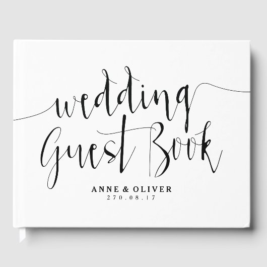 Rustique Mariage livre d'hôtes noir et blanc (Recto)