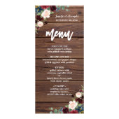 Rustique Marsala Bourgogne Floral Menu Mariage (Devant)