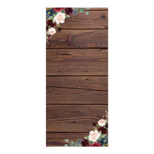 Rustique Marsala Bourgogne Floral Menu Mariage (Dos)