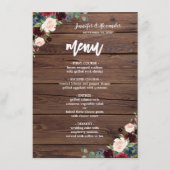 Rustique Marsala Bourgogne Floral Menu Mariage (Devant)