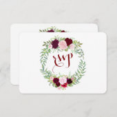 Rustique Marsala Floral Bourgogne Mariage RSVP (Devant / Derrière)