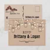 Rustique Mason Jar Elopement Réponse Carte Postale (Devant / Derrière)