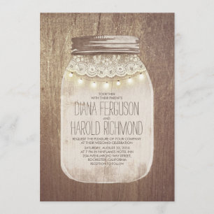 Rustique Mason Jar Invitations de mariage
