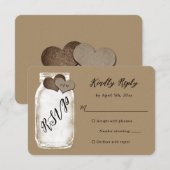 Rustique Mason Jar Kraft mariage papier RSVP (Devant / Derrière)