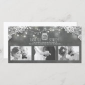 Rustique Mason Jar Lights Lace Mariage Merci (Devant / Derrière)