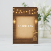 Rustique Mason Jar Mariage Carte de remerciements (Debout devant)