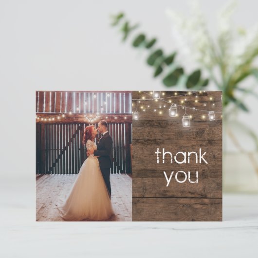 Rustique Mason Jar String Lumières Merci photo (Debout devant)