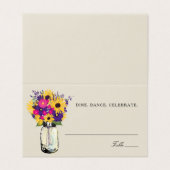 Rustique Mason Jar Sunflower Mariage Place Cartes (Outside Unfolded)