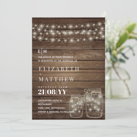 Rustique Mason Jars Faire-part de mariage (Debout devant)