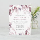 Rustique Mauve rose Faire-part de mariage botaniqu (Debout devant)