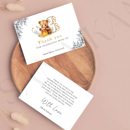 Rustique minimal d'ours miel 3e anniversaire Merci