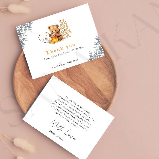 Rustique minimal d'ours miel 4e anniversaire Merci